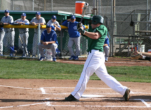 Outfielder Pete Lemone swings at a pitch against Solano College on Feb. 26. ()