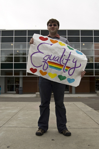 Jason Cherry shows support in the Quad for Day of Silence on April 23, 2009. ()