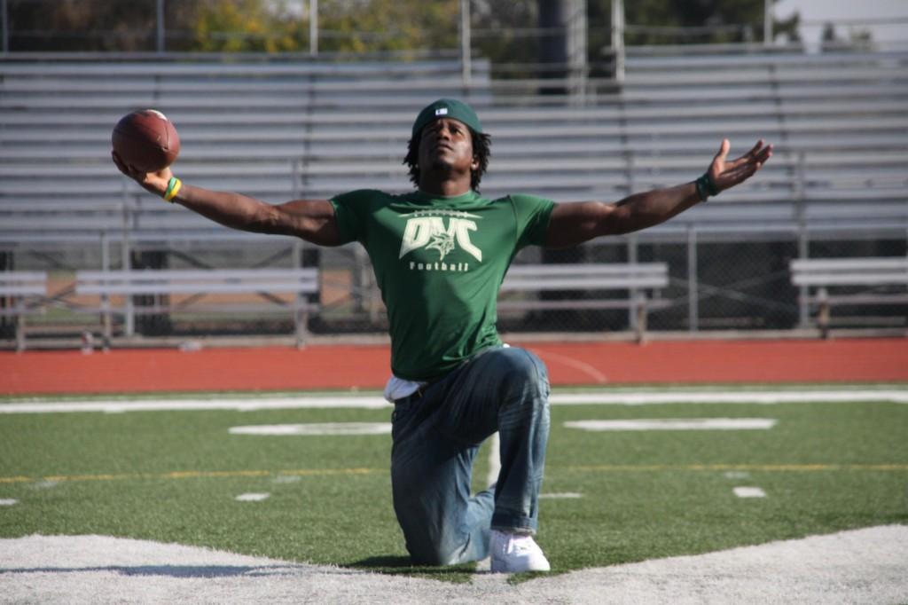 Dozie Iwaugwu poses on Viking field. Iwaugwu had 806 rushing yards this season and 935 all purpose yards. ()