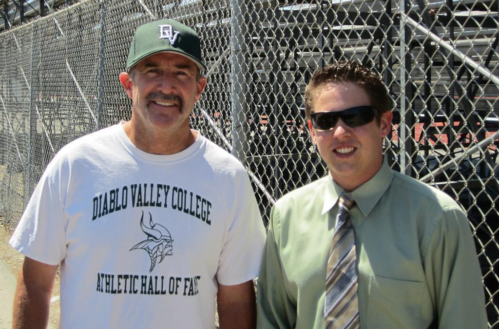 Vikings baseball coach Steve Ward, left, launched the PE theory 215 class last year. Rich Hamilton, right, is the intern to the Athletic Director and is among the first with an internship on campus. (Tom Rizza)