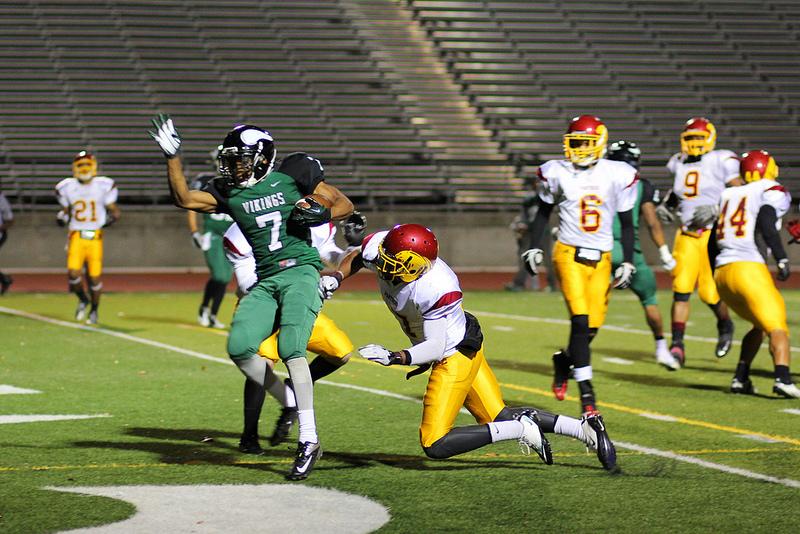 Running back CJ Best squeezes through the Panther defense, scoring DVC's second touchdown of the game.