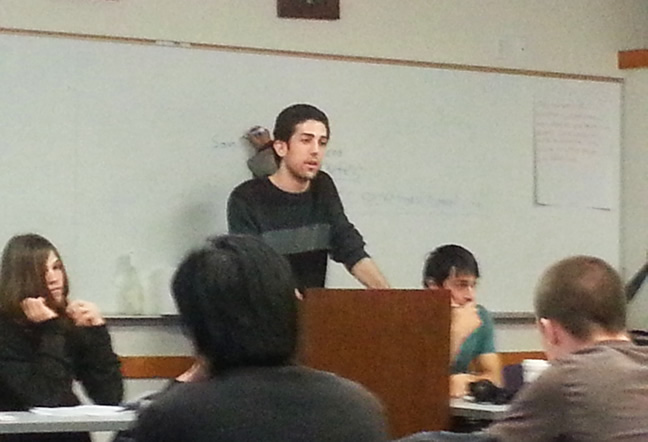 Ryan Souza chairs his first ICC meeting. Margaret Lesher Studet Union. Thurs, Feb. 22, 2013.