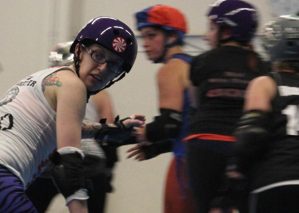 Karin Jensen won fourth place at JACCs state convention April 11-13 for her photo of Candace Candi Sintegrater Keefauver of the Sac City Rollers. (Karin Jensen/Inquirer)