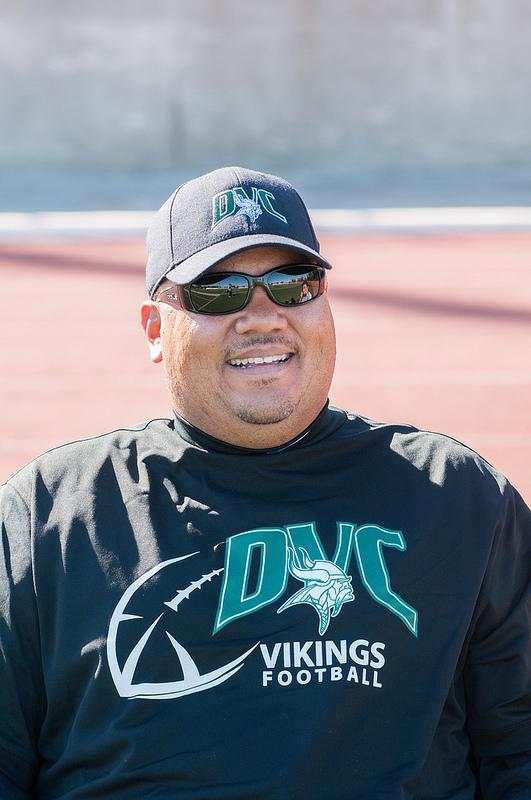 DVC football defensive line coach, Vince Bordelon, reflects on his journey from a difficult childhood to a mentor at DVC (Gustavo Vasquez/ The Inquirer).