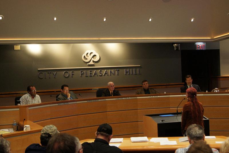 Celeste Paradise, a resident of Pleasant Hill for eight years sung a song of concern to the Pleasant Hill City Council inside the Council Chamber on Monday Oct. 21.

Ms. Paradise was one of many public attendees voicing their concern for the proposed gun ordinance that would hinder the ability to obtain and sell firearms if the ordinance passes.