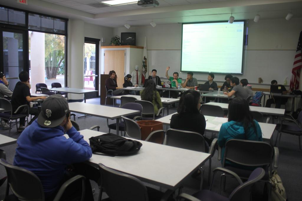 ASDVC members discuss their marketing strategy at the meeting where they approved the new scholarships.Photo credit: Julian Mark.