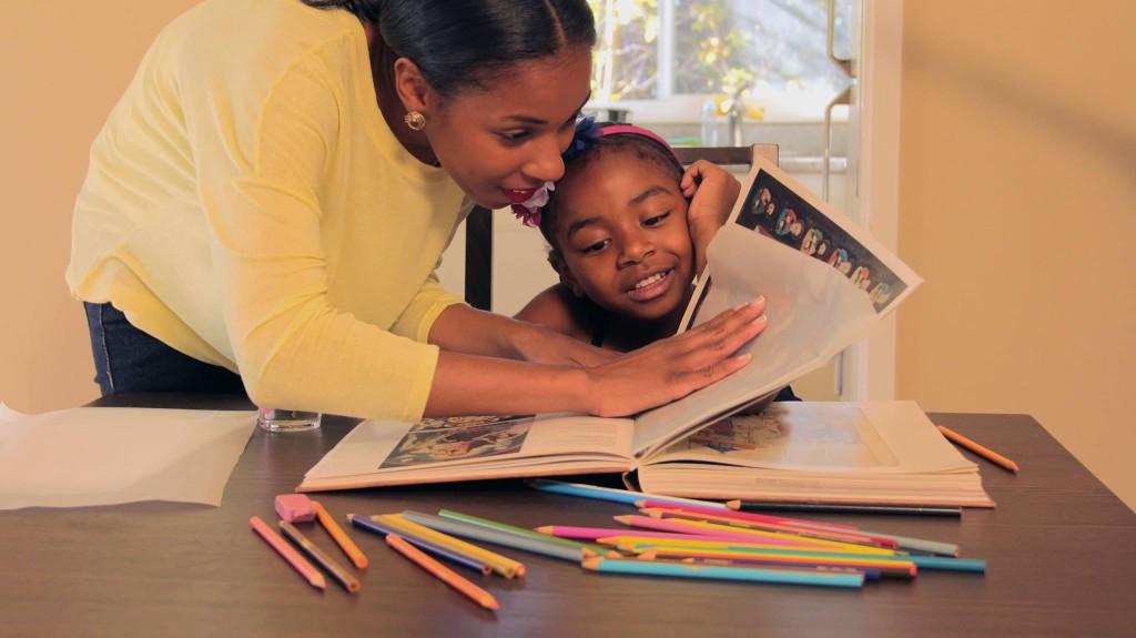 Shonte Johnson and her daughter, London, on the set of Tracing Paper. London is Shontes youngest of daughter of three. Courtesy of Sureya Melkonian.Photo credit: Julian Mark