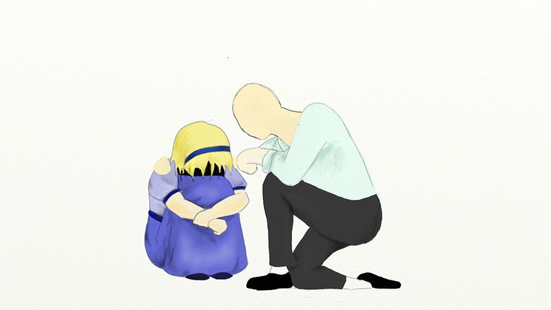 Teacher comforting student.