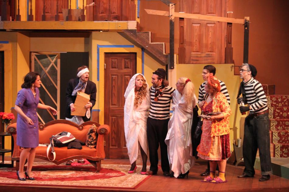 The cast from Noises Off performs in a scene from the third act, attempting to structure their chaos of a play within a play.

The preview took place on March 27, and the play will be running from the 28th of March to April 13.

