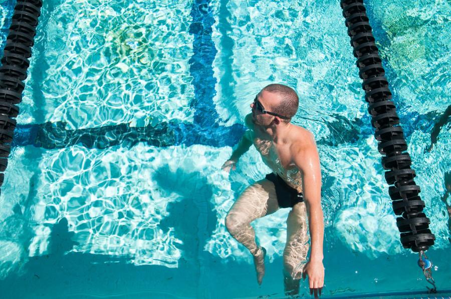 Dominic Baldwin won Male Swimmer of the Meet at the Big 8 Conference.