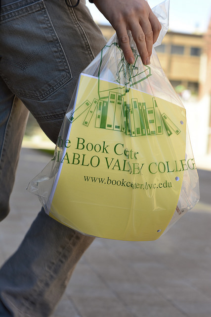 Diablo Valley students are still using plastic bags for books at the bookstore, Tuesday, Sept. 23, 2014. 