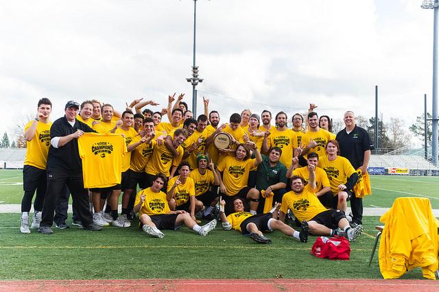 DVCs lacrosse club celebrates after their 15-9 championship victory over Santa Barbara City College on Saturday, Dec. 6 at DVC