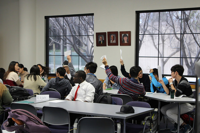 ASDVC members practice voting during a meeting Feb. 3.