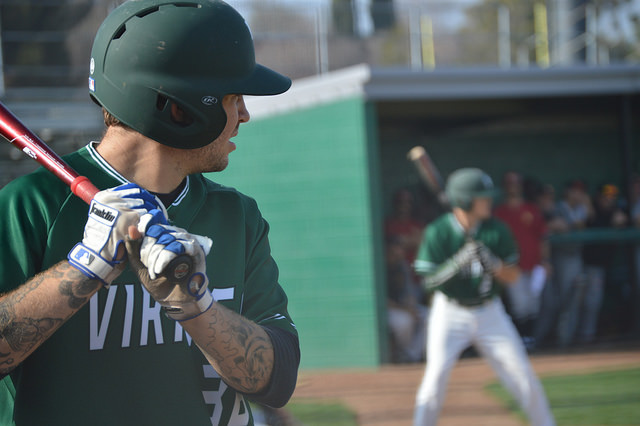 Atticus Soane is practicing while hes on deck at the Viking home game on Feb. 19.