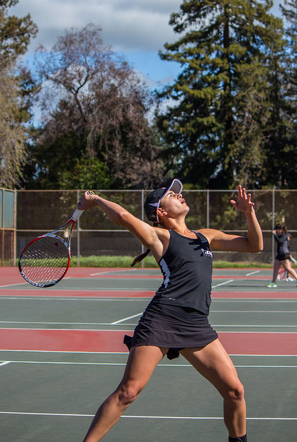 Chelsea Corby Playing on Her Match Against Folsom Lake on February 27th, 2015 at the DVC Pleasant Hill Campus.