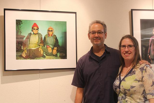 Tadashi Tsuchida and Katrina Keating alongside one of their photos in the DVC Library on Sept. 15, 2015.
