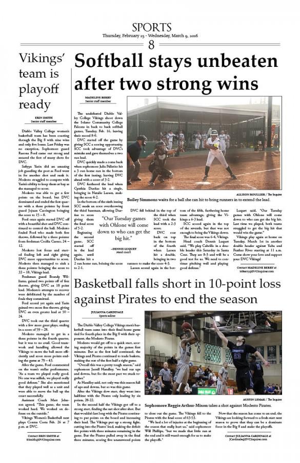 February 23, 2016
Production Day
Page 8 Sports
