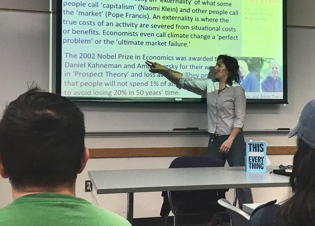 Marilyn Vogel, Ph. D., hosted the Brown Bag workshop about global warming at Diablo Valley College on March 31, 2016.