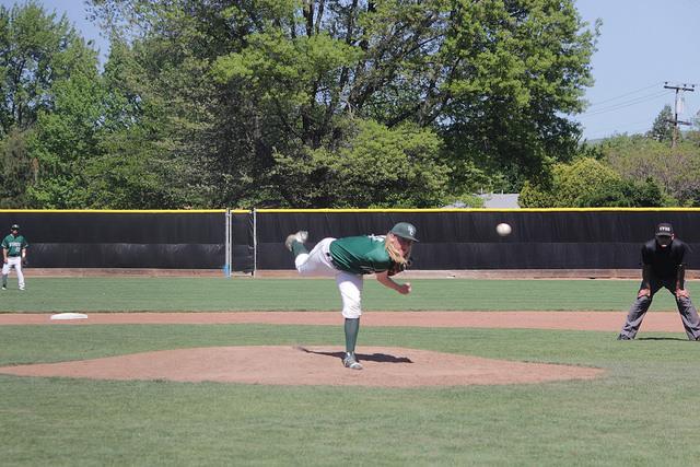 James Tanner White pitches for the Diablo Valley College Vikings on Friday, April 15 against the Modesto Pirates. 