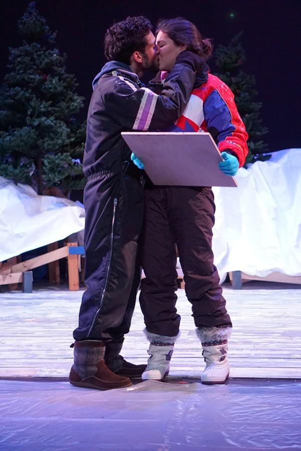 Rio Teixeira and Rachel Kennealy embrace under a night sky on the April 1 production of Almost, Maine in the PAC at DVC.