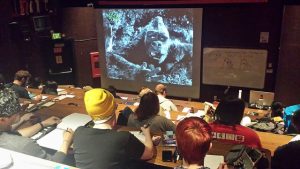 Diablo Valley College students drawing a still frame of King Kong