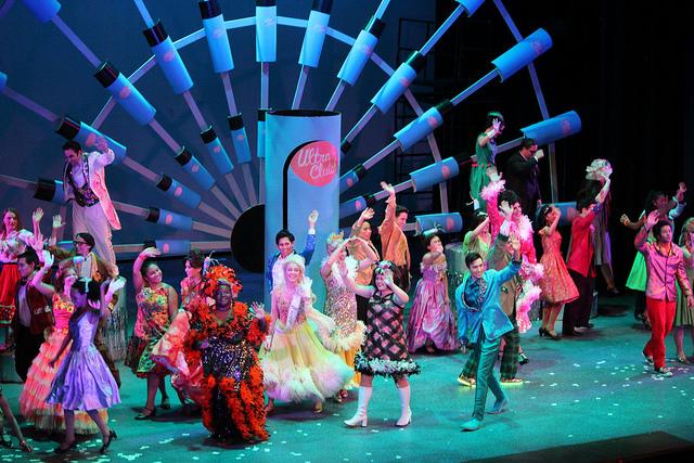 The Hairspray cast waves to the audience during their final bow just after singing, You Cant Stop the Beat. 