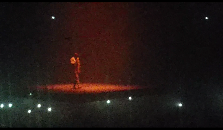 Kanye West, performs on a floating stage during, The Saint Pablo Tour at the Oracle Arena in Oakland. 