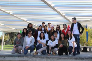Members of the International Students Club pose for a picture after a morning of performances and demonstrations in honor of International Education Week, Thursday Nov. 17, 2016 in the DVC quad.