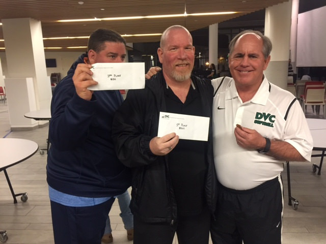 Jeff Lanter and John Luis with DVC Softball head coach Dennis Luquet.