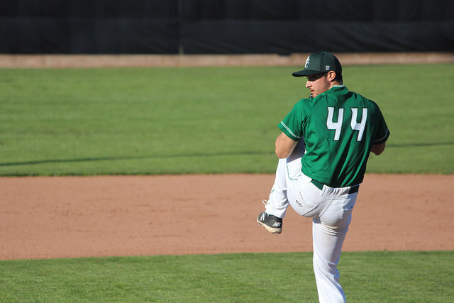 Jose Martinez winds up for the Vikings.