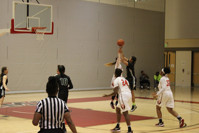 Viking Safiyyah Yasin shoots over Ram Brittany Deckman during the Sweet 16 tournament game at City College San Francisco on Saturday March 4th. 