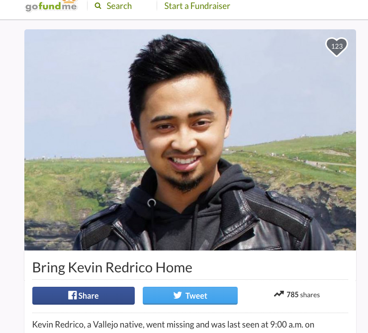 This photo was taken from the Gofundme page started by Kevin Redricos friends and family.
