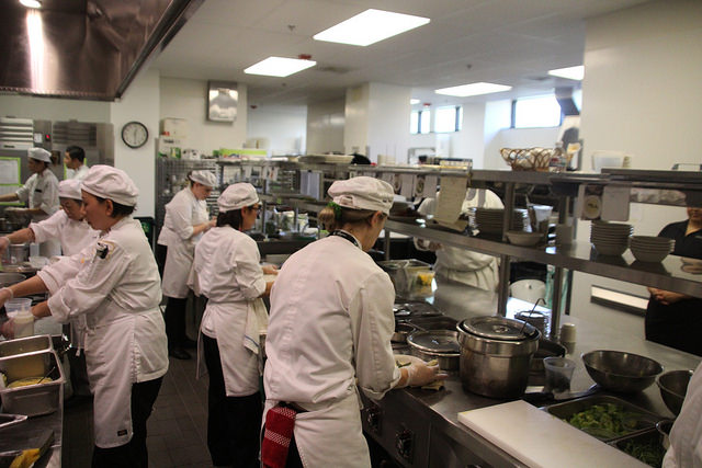 DVC Culinary Arts students cook lunch for the Norseman Grill on Wednesday, May 10. (Isaac Norman/DVC Inquirer)