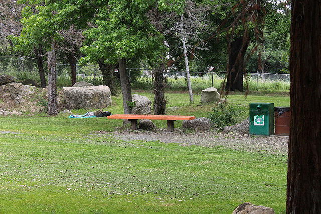 A young homeless person sleeps in Chilpancingo Park in Pleasant Hill, Calif. 