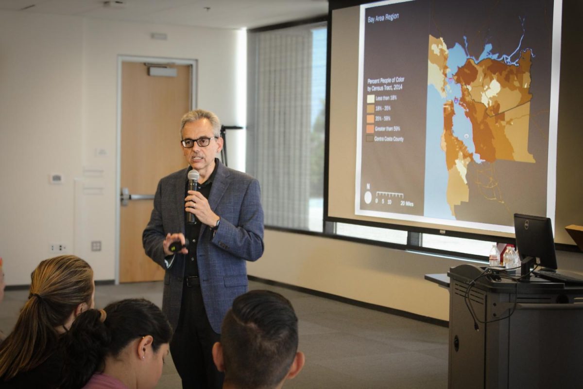 Dr. Manuel Pastor, a DVC equity series speaker, addresses students on Thursday, Sept 14th at the DVC campus about diversity and the role it will play in our future.