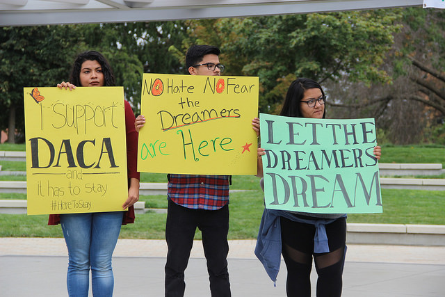 Students show support for DACA as others share their stories.