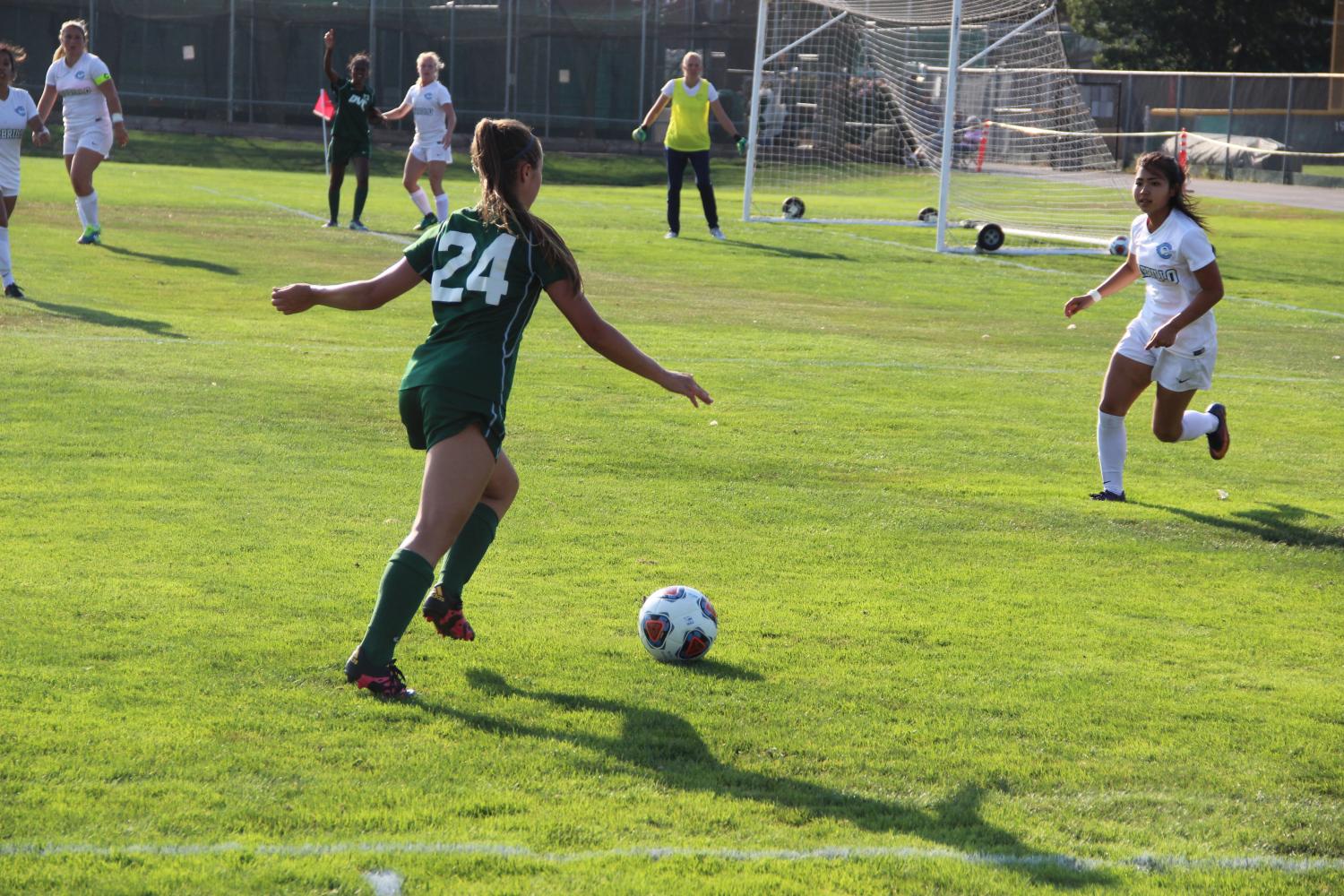 Freshman Meredith Thomason and the DVC soccer team had their best game of the season, beating Cabrillo 9-0 on Sept. 8.