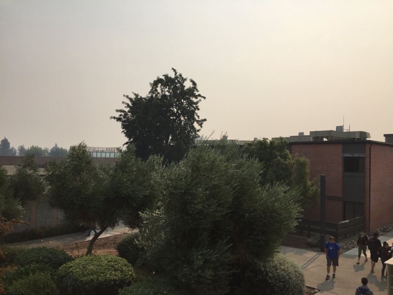 Smoky skies over DVC on Wednesday, Oct. 11.