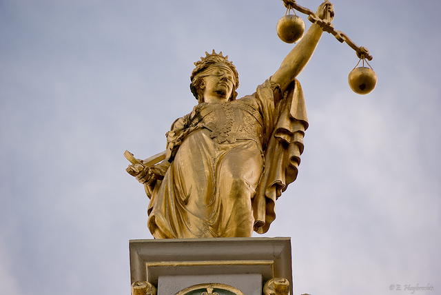 Golden Lady Justice, Bruges, Belgium. Photo taken on Mar. 3, 2008 courtesy of Emmanuel Huybrechts. CC BY 2.0