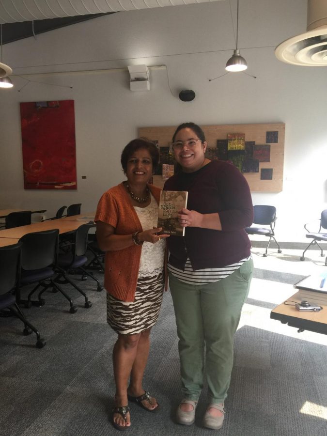 Urmila Patel and Jaclyn Lorenz after the book talk Tuesday, Oct. 17. (Courtesy of Jaclyn Lorenz)