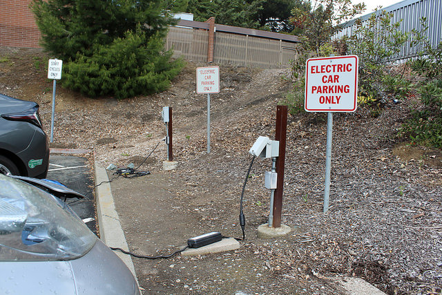 The current Electric Car Charging Station at DVC located in the staff parking lot.