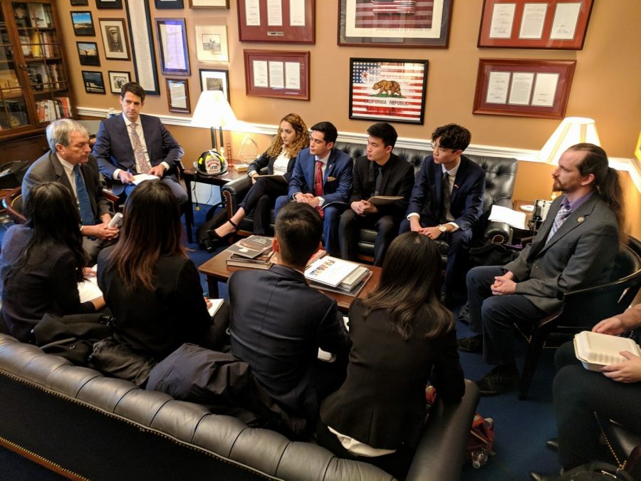 Associated Students of Diablo Valley College representatives meeting with Congressman Mark DeSaulnier in Washington D.C.