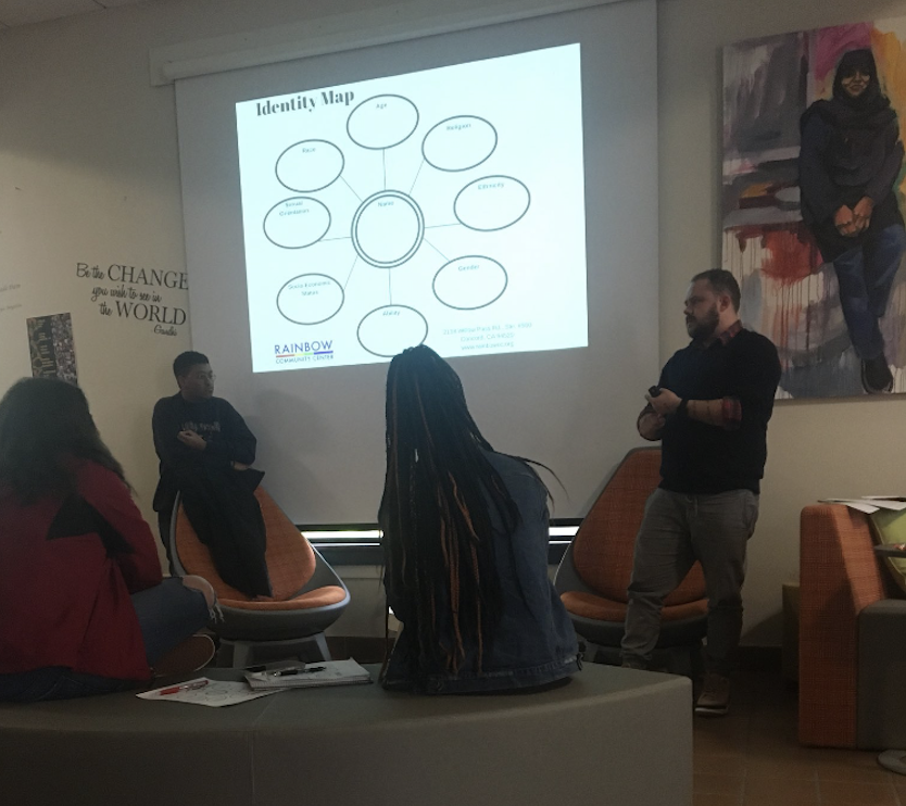 Training director Kelsey Pacha (right) discusses the concept of intersectional identities on Feb. 20. The intersectional theory entails that ones identity is manifested by traits they identify with. (Gavin Rock/The Inquirer).