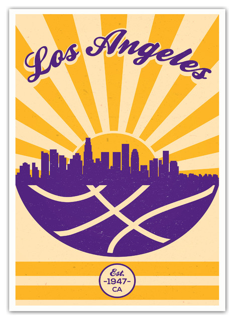 The Los Angeles Lakers vintage NBA poster.