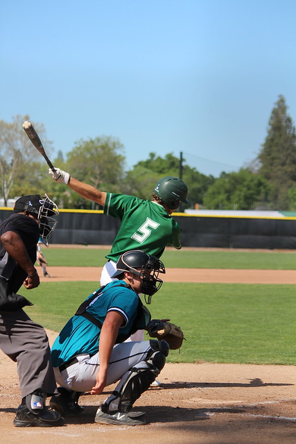Center fielder Michael Theisen practices batting in DVCs home matchup against Folsom Lake on April 18, 2019. The Vikings won 6-0. (Samantha Laurey/Inquirer)