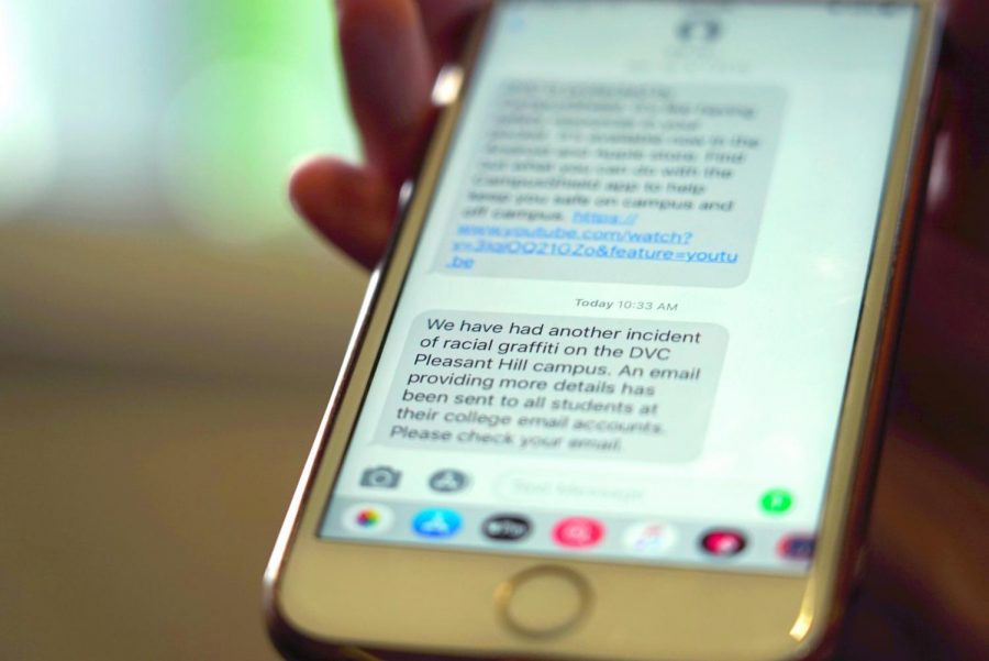 A mass text was sent out to DVC students today at 10:33 a.m., however some students report that the receive no notification. (Ethan Anderson/The Inquirer).