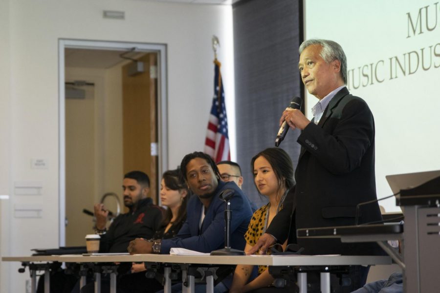 Michael Aczon speaks at the Applied and Fine Arts Career Day (Photo courtesy of Kate Vides)