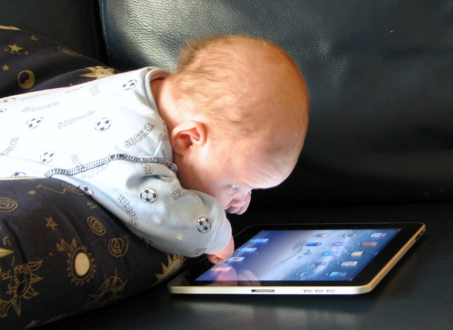 Baby with tablet