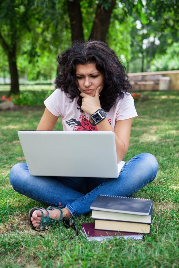 Woman studying outside