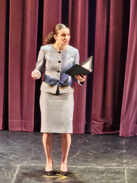 Eden Ozeri performs at Speech Night on April 17. At the national championship, Ozeri won gold in poetry interpretation and bronze for prose interpretation and dramatic interpretation.